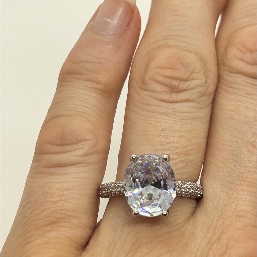 NEW Sterling Silver Oval Diamond Cubic Zirconia Ring - Picture 2 of 7